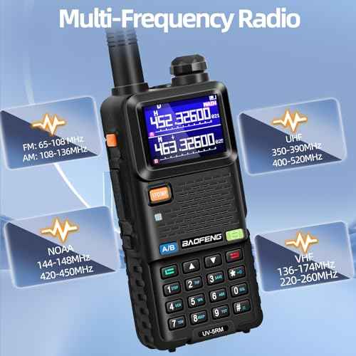 BAOFENG UV-5RM 10W Handheld Ham Radio Long Range, Portable Two Way Radio with 2500mAh Type-C Charging Battery, Rechargeable 5RM Multi-Band Walkie Talkies for Adults (2 Pack)