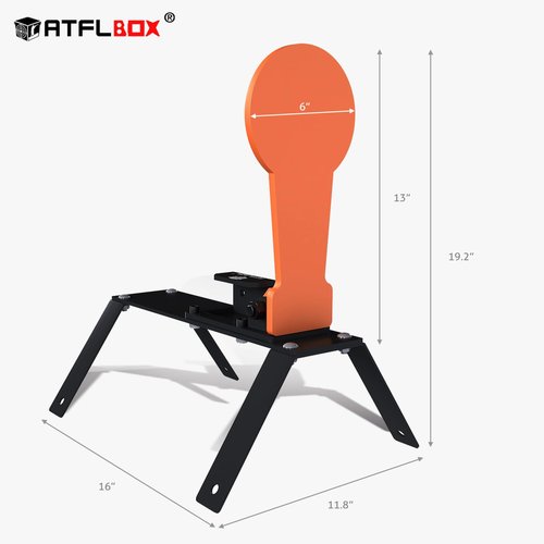 Atflbox 3/8" AR500 12.8'' Classic Popper Steel Shooting Target with Stand, 6'' Plate Auto Reset Target for Shooting Range, Suitable for Pistol, Rifle, Handgun, Shotgun, Rimfire