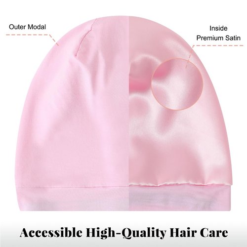 Kafteri Satin Lined Bonnet for Sleeping, Adjustable Hair Bonnets with Stretch Band, Slouchy Bonnet for Curly Hair