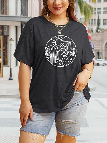 Plus Size Women's Graphic T-Shirt Short Sleeve Top - S Grey / 4X-Large