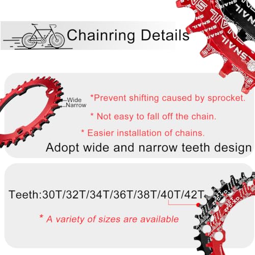 Mountain Bike Crankset 30T-42T Hollow Integrated 170mm Black - 104 BCD