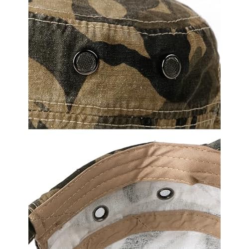 2 Pack Cadet Army Caps Cotton Military Style Patrol Hats Adjustable Veteran Flat Top Hat