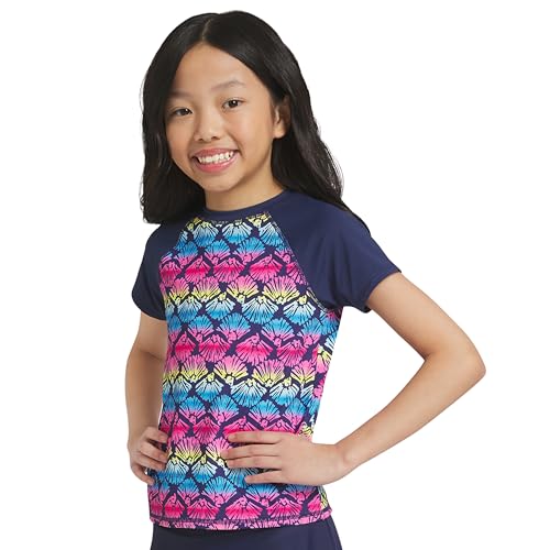 Girls' UPF 50+ Short Sleeve Sun Tee Rash Guard Shirt - Small Deep Sea Navy