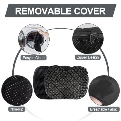 Black Anti-Slip Waterproof Kayak Seat Cushion with Gel Support and Non-Slip Cover