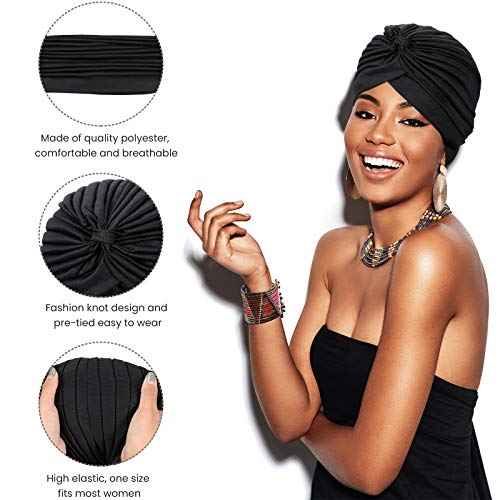 SATINIOR 16 Pieces Stretch Turbans Chemo Head Wraps Polyester Head Beanie Cover para Mujer Turbantes for Women