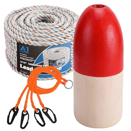 Crab Trap Float Kit with 100ft Sinking Rope & Harness - Variation of Leaded Core Rope+Crab Trap Float Kit
