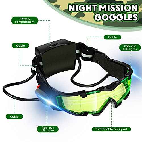 LEIFIDE 2 Pair Night Vision Goggles Night Mission Light up Goggles Kids Camping Gear Gadgets for Kids Hunting Gear for Boys Girls Role Play Costume Party Gift
