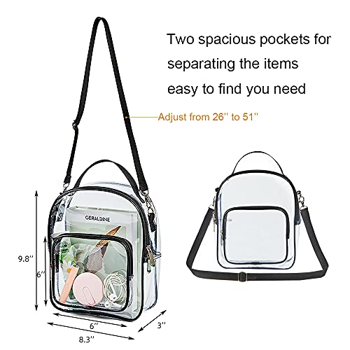 Edraco Clear Crossbody Purse Bag - Stadium Approved Tote with Strap - One Size
