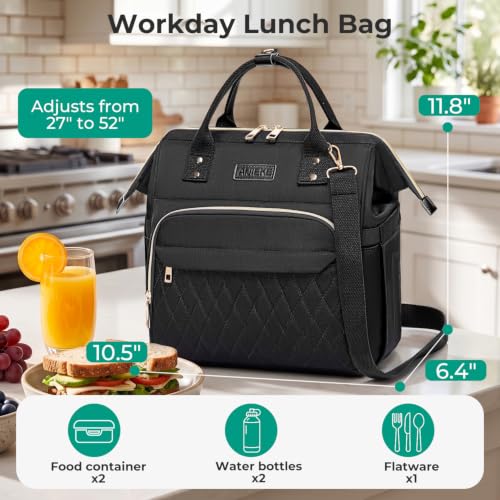 Insulated Lunch Bag for Women - Large Leakproof Green Tote with Multiple Pockets