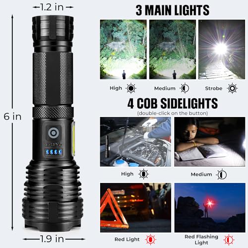 Rechargeable LED Flashlight 99,000 Lumens Waterproof Handheld Camping & Hiking Light