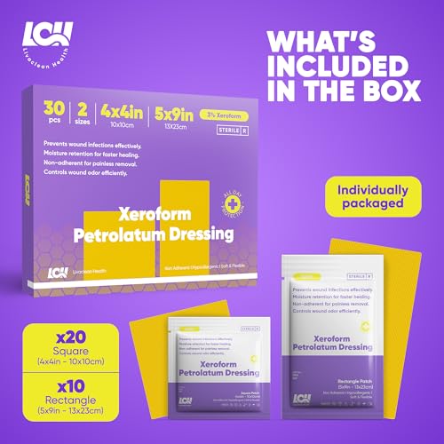 Sterile Xeroform Petrolatum Gauze Dressings for Wound & Burn Care 30 Pack