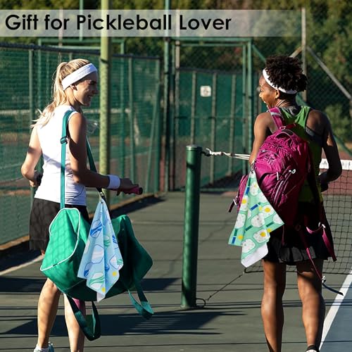Turquoise Pickleball Towel Set - 6 Absorbent Fast Drying Hand Towels with Clip