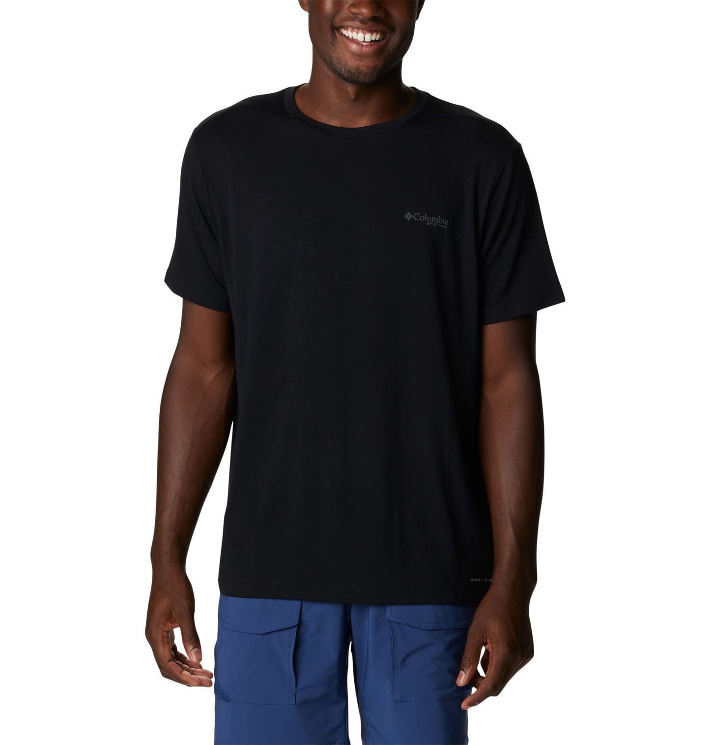 Columbia Men's PFG Fish Flag Tech Tee Short Sleeve, Black/Graphite Gradient, Large