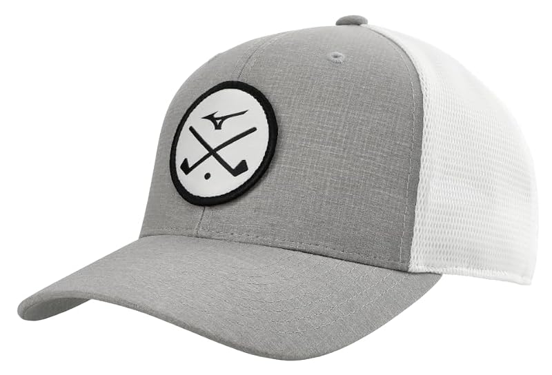 Unisex Crossed Clubs Meshback Golf Hat - Heathered Grey White