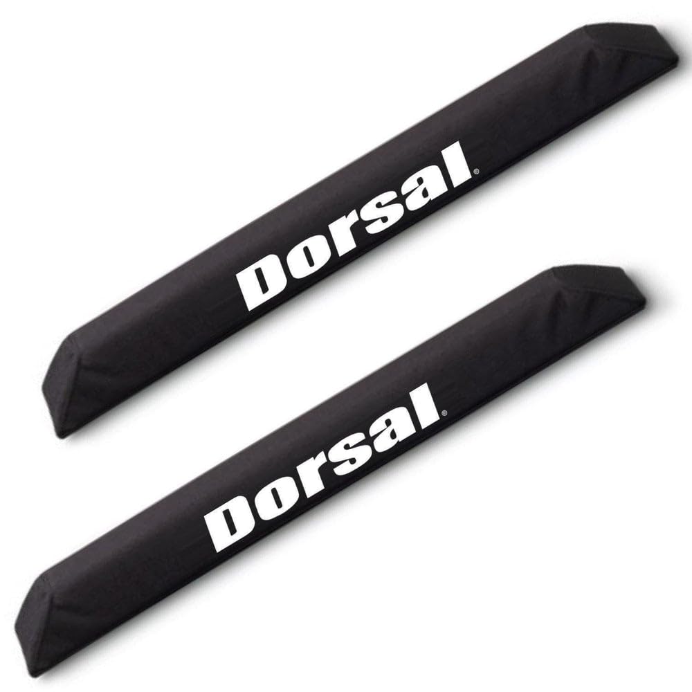 DORSAL Aero Roof Rack Pads for Factory (Narrow) Crossbars - Pack of 2 for Surfboards Kayaks Sups Snowboards Polyester 20" Inch OEM Aero Bars Black