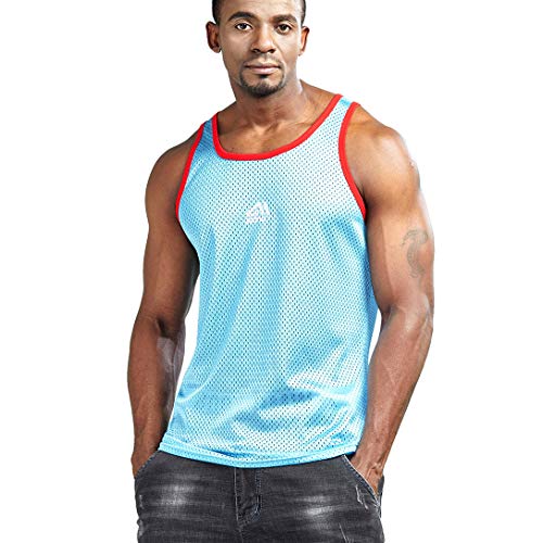 Men's Mesh Quick Dry Athletic Workout Tank Top - Large Blue
