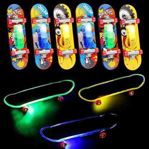 Mini Finger Skateboards for Kids Set of 25, Light up Mini Finger Toys LED Fingerboard Hand Skateboard for Creative Fingertips Movement Sports Finger Skater