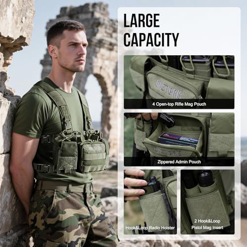 ONETIGRIS Chest Rig Dangler Pouch for Hunting Shooting Hiking - Green