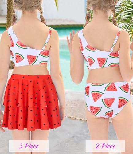 Girls Swimsuit 3-Piece Bathing Suit Set - Watermelon, 7-8 Years