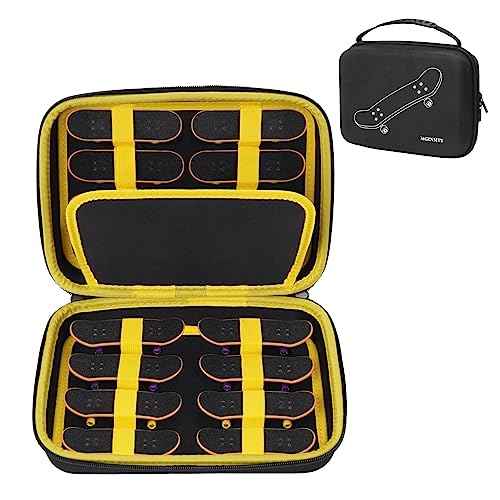 MGZNMTY Portable Storage Case for Teck Deck Ultra DLX Finger Skateboards, Fingerboard Carrying Case Compatible with 16 PCS Tech Deck Fingerboard (Large, Black)