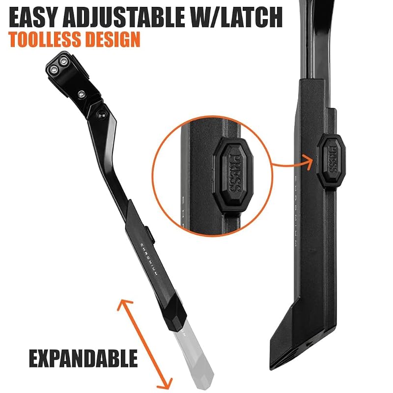 BV Adjustable Rear Bike Kickstand 24"-28" for Adult Bikes - 8 Height Levels, 77 lbs Capacity, Non-Slip Foot