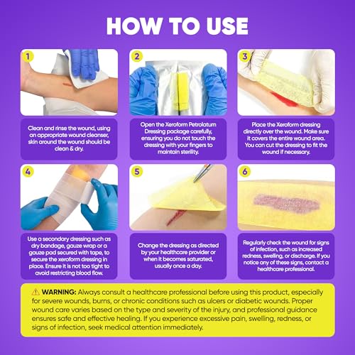 Sterile Xeroform Petrolatum Gauze Dressings for Wound & Burn Care 30 Pack