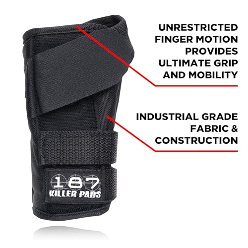 187 Killer Pads Pro Wrist Guards Black Medium - Durable Skate & Inline Support