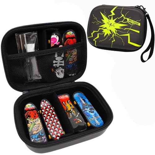 Fingerboard Case for Teck Deck Ultra DLX Finger Skateboards, Storage Case Compatible with 8 Mini Skateboards (Black)