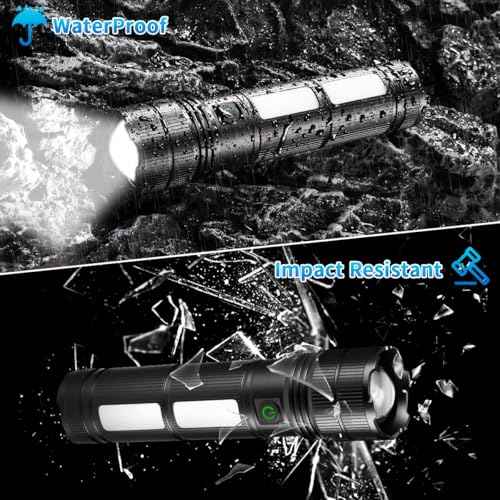 KYEKIO Large Size & High Powered Flashlight, 7200mAh Flashlights High Lumens, Super Bright Flashlight, Rechargeable Flashlights LED, Adjustable Tactical Flash Light, Waterproof Flash Light for Home