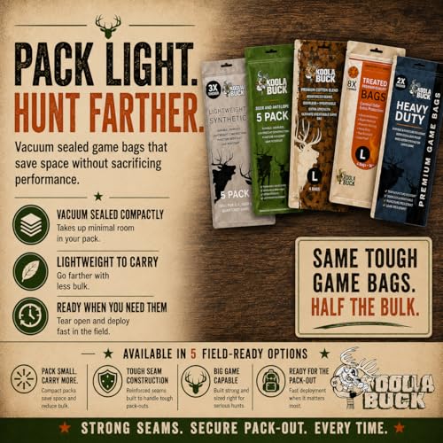 Synthetic Game Bags for Hunting | Ultra-Light 5 Pack Deer Qtr Bags