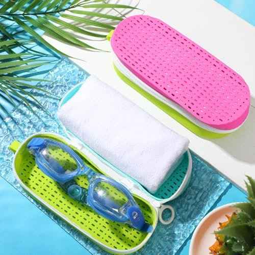 2 Pcs Swim Goggle Case for Swimming with Hole Zipper Clip Silicone Cases for Goggle Gift