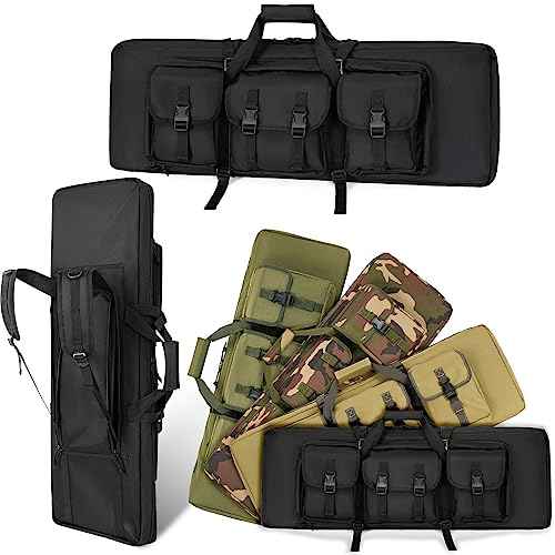 DULCE DOM 32/36/42/48/52 inch Double Rifle Case Soft Bag Gun Case, Perfect for Rifle Pistol Firearm Storage and Transportation, All Around Shooting Range Tactical Rifle Backpack, Indoor Outdoor
