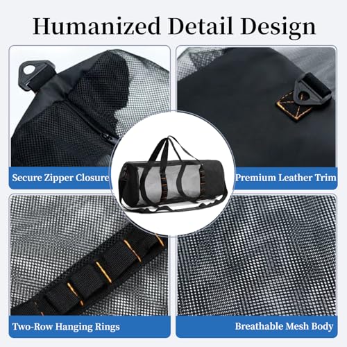 Large Mesh Dive Bag with Zipper for Scuba & Snorkel Gear - Black, 23 x 11 in