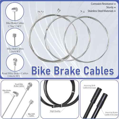 Universal Bike Brake Cable Kit,Bike Brake Cable Housing and Bike Shifter Cable Housing Set with Bike Cable End Caps,Copper Sleeves and O-Rings Kit for Mountain Road Bike Repair