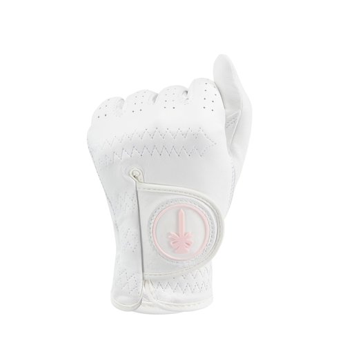 CROWNBLANKS PINKTEE Women's Golf Glove Cabretta Leather Left Hand with Enhanced Grip Ladies Soft Pink Glove Fit Size Small Medium Large XL (19-Small)