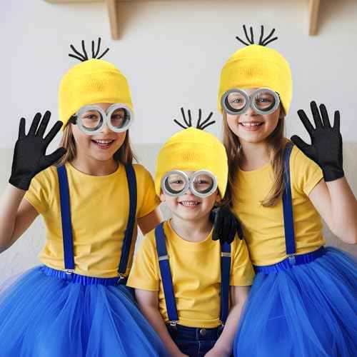 5 PCS Adult Kids girls Halloween Costume,Goggles/Beanie/Tutu/Suspenders/Gloves Halloween Accessories Cosplay Party Set
