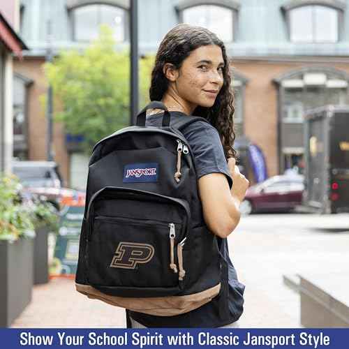 JanSport NCAA Officially Licensed Backpack, Michigan State Spartans, Right Pack with Padded 15-Inch Laptop Sleeve, Spacious Computer Bag, Durable Daypack with Bottle Pocket & Haul Handle, Black
