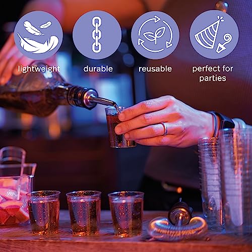 Clear Plastic Shot Glasses with Gold Glitter 2 Oz 100 Pack - Reusable Party Cups