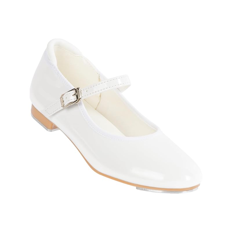 Mary Jane Tap Dance Shoes for Kids - Shiny White +8 Toddler Variation