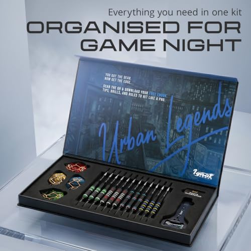 Urban Legends Steel Tip Darts 12-Pack with 4 Weights & Multi-Zone Grips - Manhattan Midnight Variation