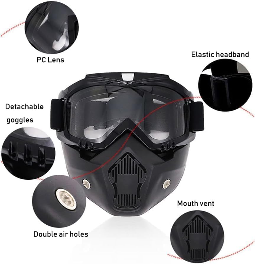 3 Pack Paintball Mask ， Goggles Detachable ，Halloween Paintball Mask Motorcycle Face Mask for Riding Racing Shooting Cosplay Cs Survival Games