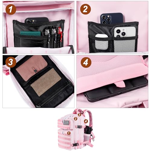 35L Pink Military Tactical Backpack with Molle System & Bottle Holder - Medium