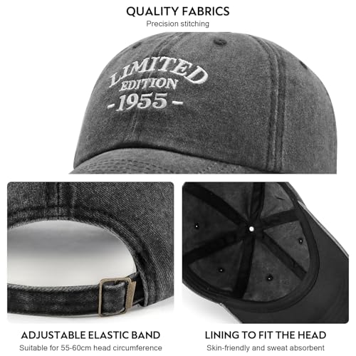 70th Birthday Gifts for Men Women, Happy 70th Birthday Decorations - Adjustable Embroidered Baseball Caps