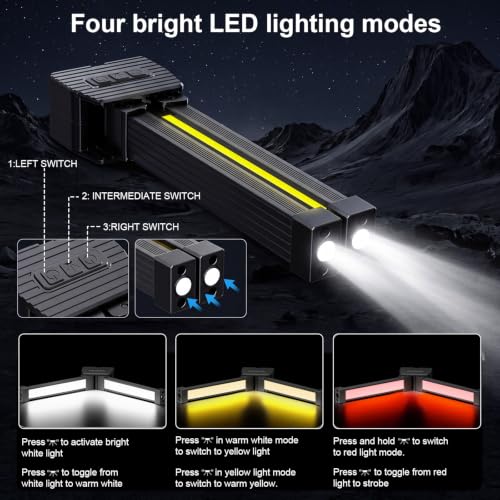 Black Portable Magnetic Work Light with 180° Swivel & Power Bank - Gym & Camping Lighting