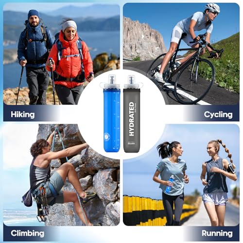 Soft Reusable Hydration Flask 17oz Mix - Foldable BPA-Free Water Bottle for Running Hiking Cycling