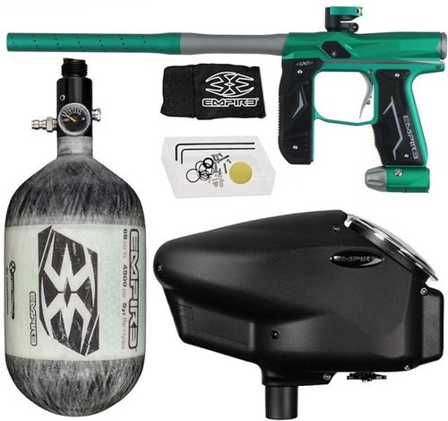 Empire Axe 2.0 Paintball Gun Package Kit w/Air Tank and Halo Too Loader (Dust Teal/Dust Gray)