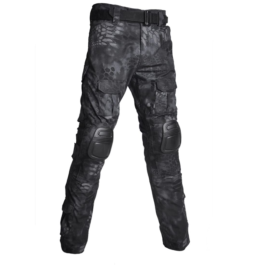 HARGLESMAN G3 Combat Clothes Suits Black Python with Elbow Knee Pads for Men Tactical Shirts Trousers for Work Training Hunting Military Airsoft Paintball Uniform Sets Apparel Gear Black Python M