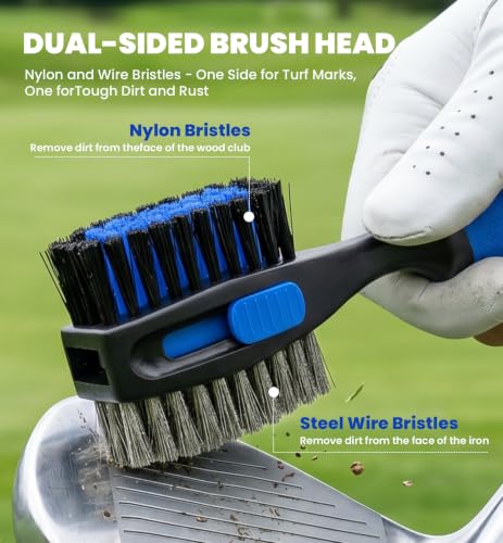 Golf Club Cleaner Kit with Retractable Brush and Waterproof Bag