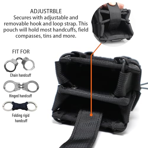 Double Handcuff Pouch for Law Enforcement Belt MOLLE Holster Fits ASP Hinged Chain & Rigid Handcuffs