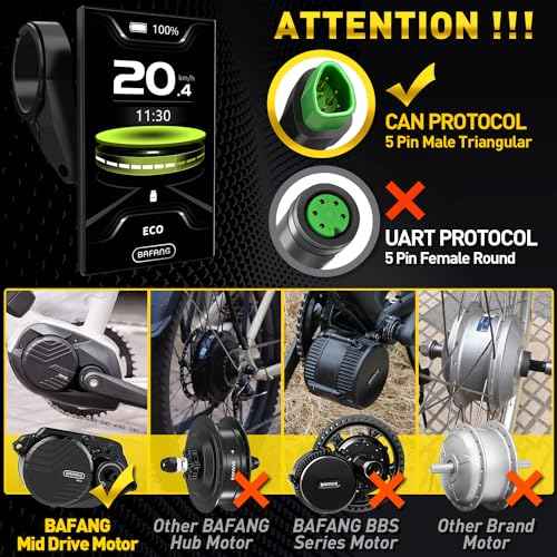 Bafang Display C010 for M400, M500 Mid Motor 0-6 Pedal Assist Levels eBike Computer Display with Automatic Backlight CAN Protocol